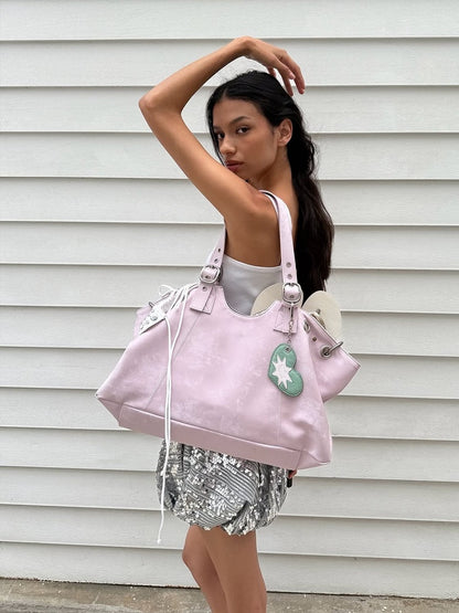 Chic Pink Minimalist Tote Bag - Large Capacity