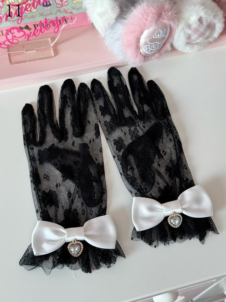 16 Options Crown/Heart Charm Bowknot Lace Gloves