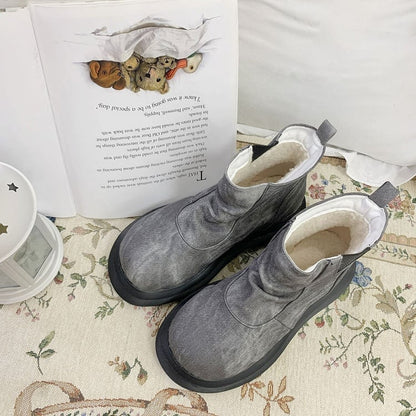 Bow Accents Gray Sweet Winter Boots