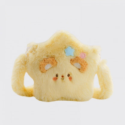 Yellow Star-shaped Plush Crossbody Bag