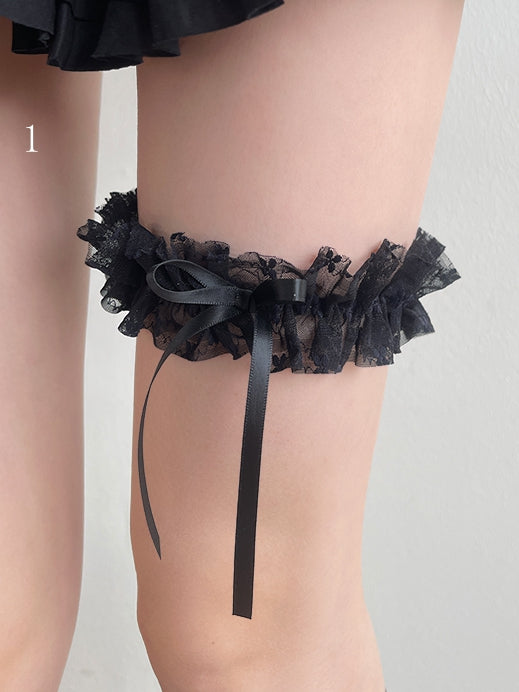 Black Over-Knee Stockings with Lace Leg Loop