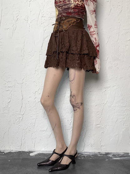Y2K Nude Wasteland Punk Bowknot Print Tattoo Tights