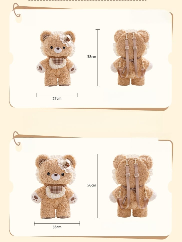 Cute Plush Bear Backpack With Detachable Shoulder Straps