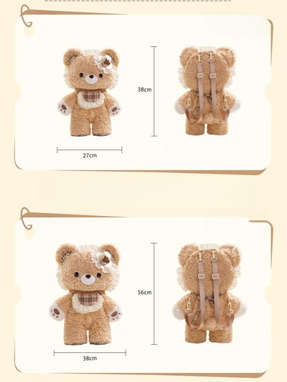 Cute Plush Bear Backpack With Detachable Shoulder Straps