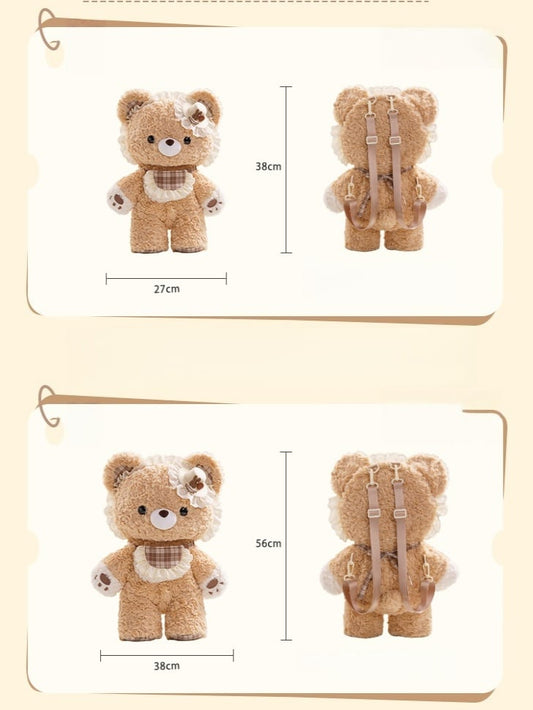 Cute Plush Bear Backpack With Detachable Shoulder Straps