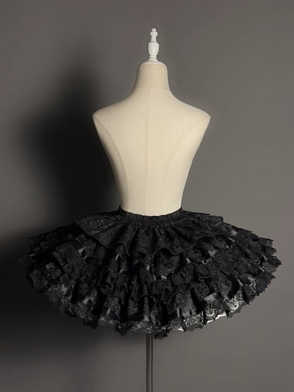 Clearance-Size M for Bust 85-99CM Black Halter Neck Sleeveless Top + Waist 64-100CM Kuro Gothic Lolita Tiered Skirt Full Set