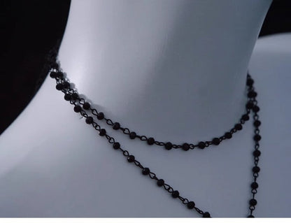 Gothic Moon Pendant Black Double Layers Beads Necklace