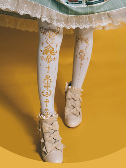 3 Colors Gothic Lolita Cross Print Tights