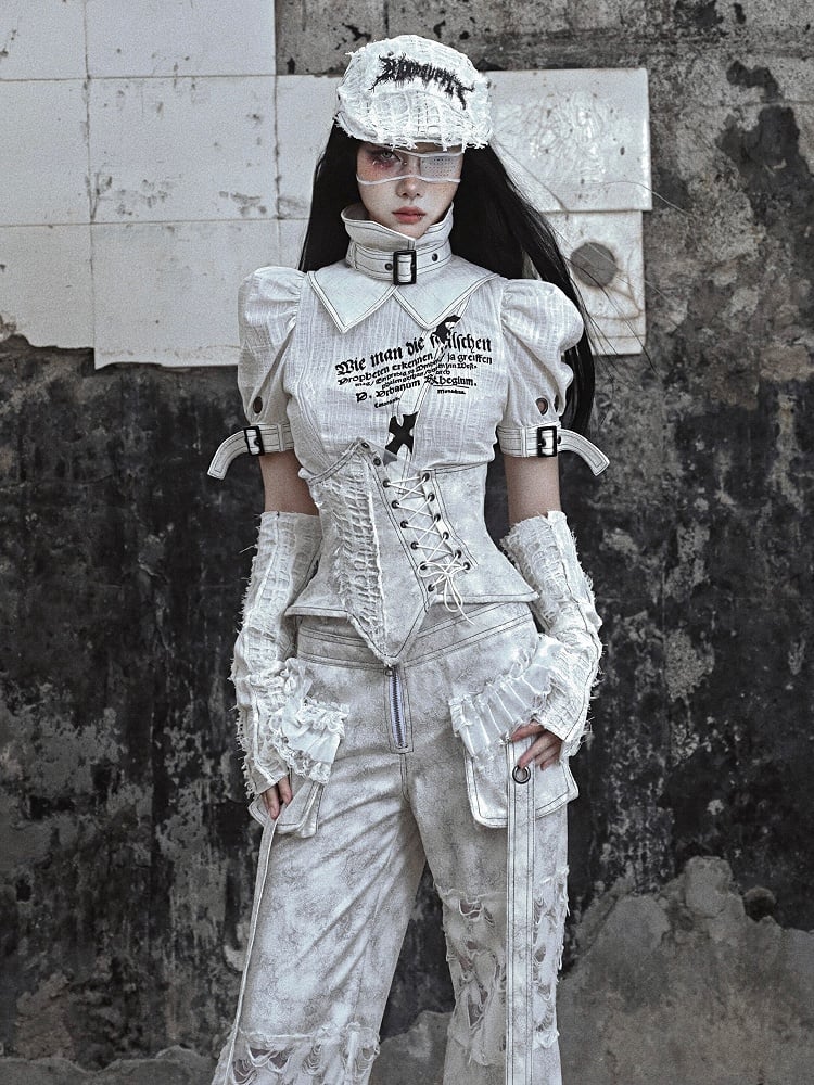 Grey Irregular Shape Boned Corset Belt