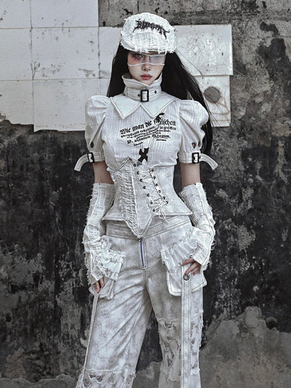 Grey Irregular Shape Boned Corset Belt