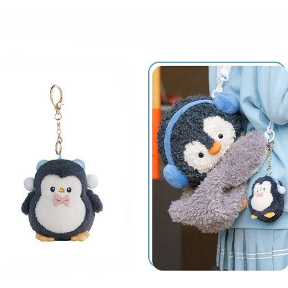 Gray Cute Penguin Plush Backpack/Crossbody Bag + Keychain