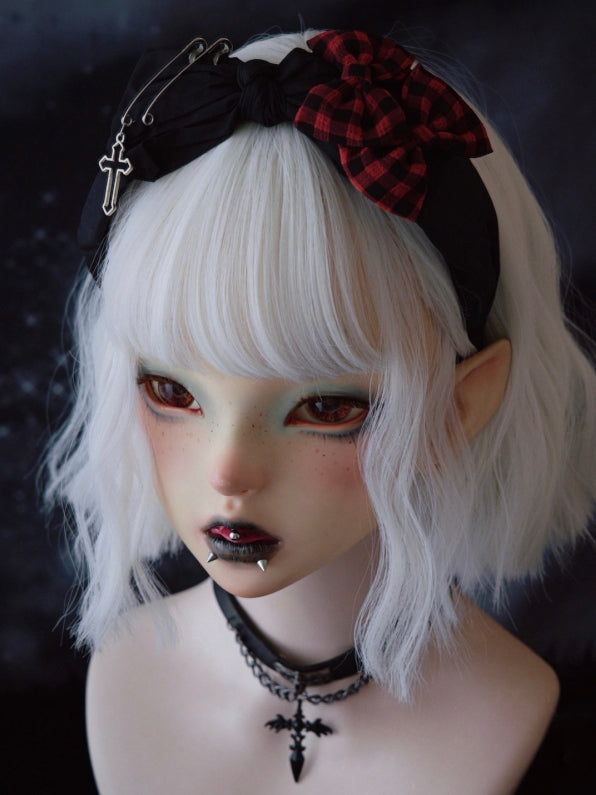 Black Bowknot With Pins And Cross Charm Details KC