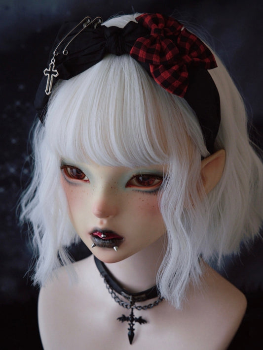 Black Bowknot With Pins And Cross Charm Details KC