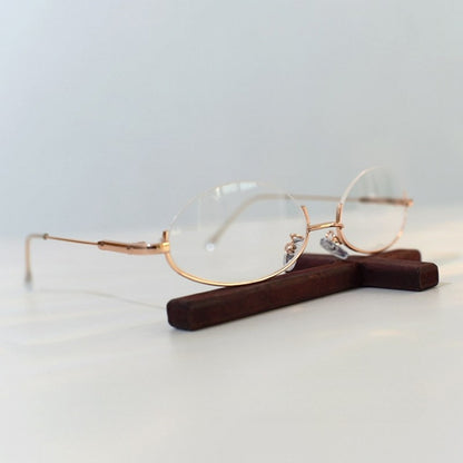 Gold Cyberpunk Semi-rimless Glasses + Chain Accessory