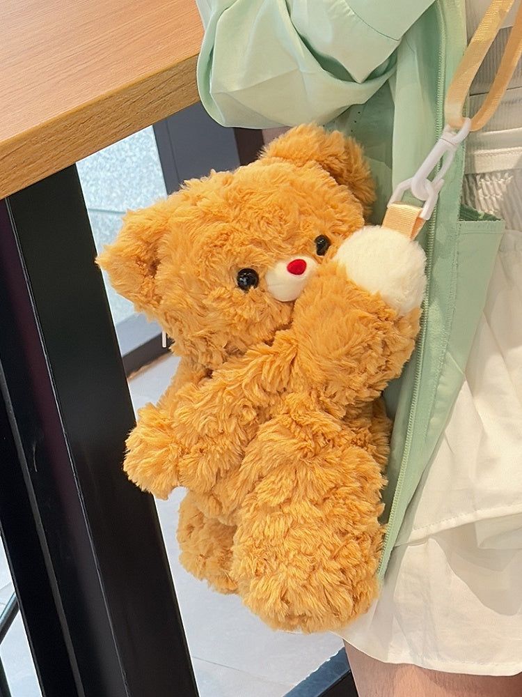 Dark Yellow Bear Plush Backpack Crossbody Bag Small/Middle/Large Size
