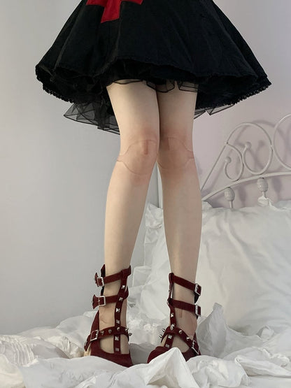 Knee and Ankle Joints Print Nude Color Tights