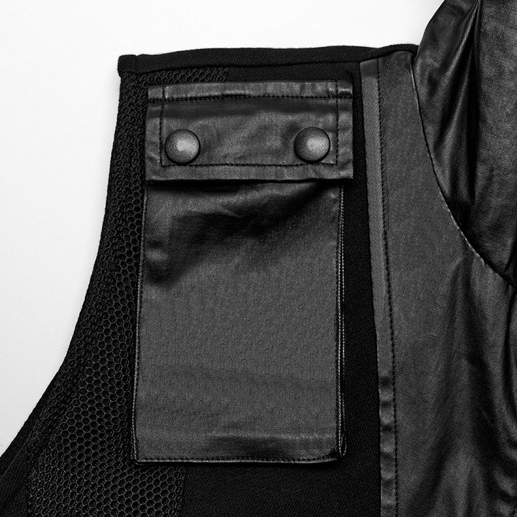 Black Techwear Hooded Vest
