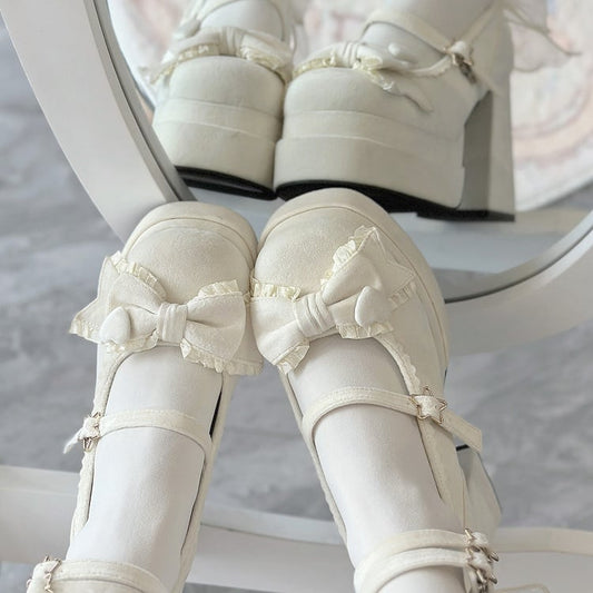 11CM White Bow at Top Sweet Lolita Platform High Heels