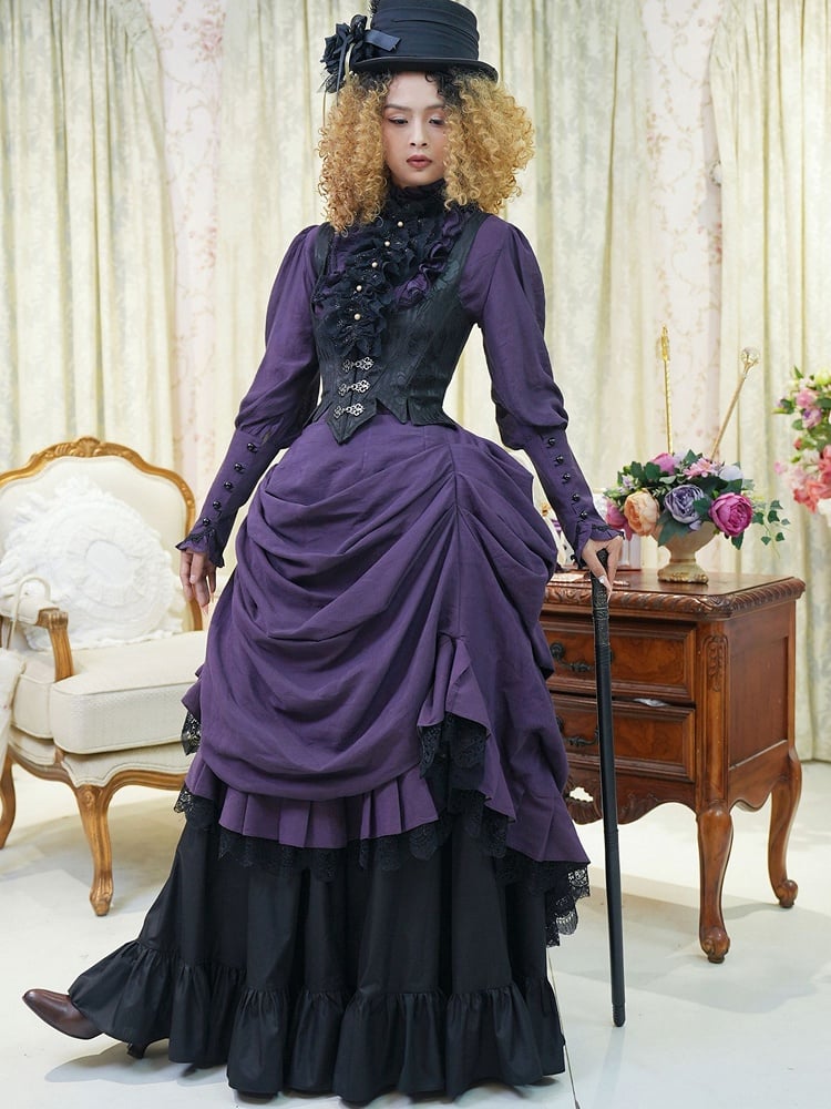 Clearance - Size M for Waist 72CM Victorian Bustle Historical Costume Skirt