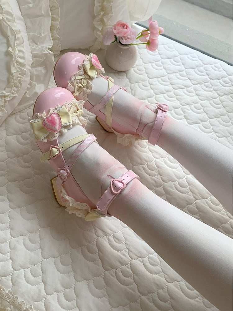 Cheese Strawberry Cake Pink Sweet Lolita Mary Jane Shoes