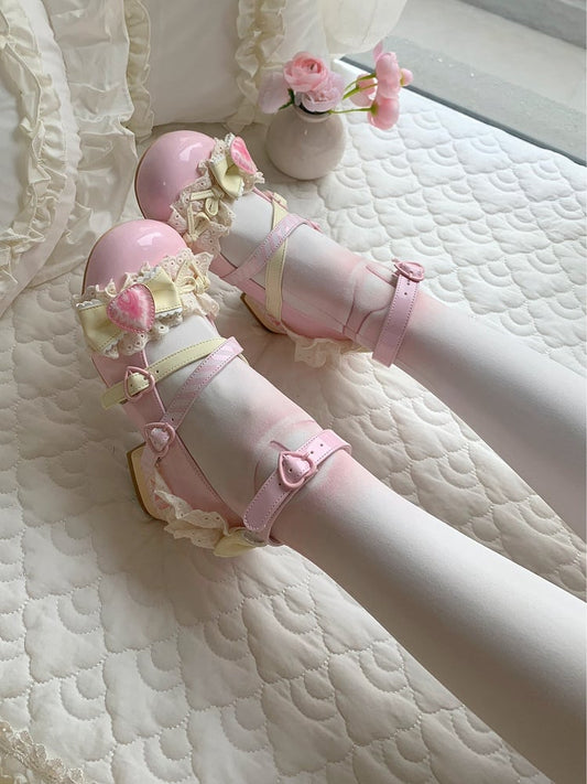 Cheese Strawberry Cake Pink Sweet Lolita Mary Jane Shoes