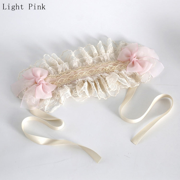 9 Color Options Sweet Lolita Bowknot Details Ruffled Hairband