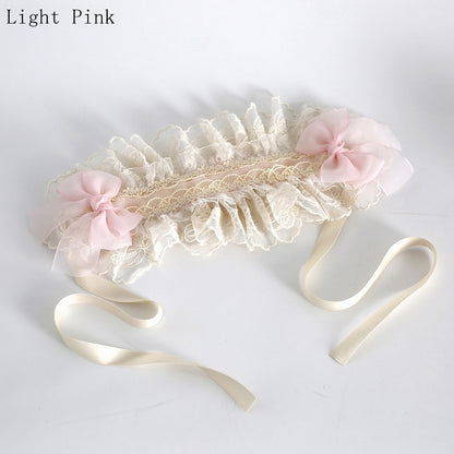 9 Color Options Sweet Lolita Bowknot Details Ruffled Hairband