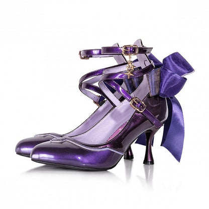 Star Sea Shimmer Purple High Heels Bow at Back