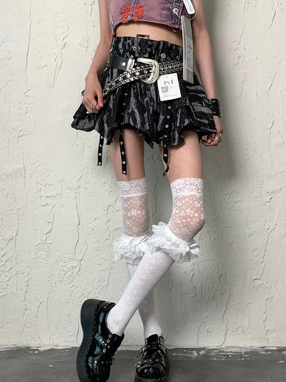 White Y2K Bittersweet Ruffled Cuff Underknee Stockings