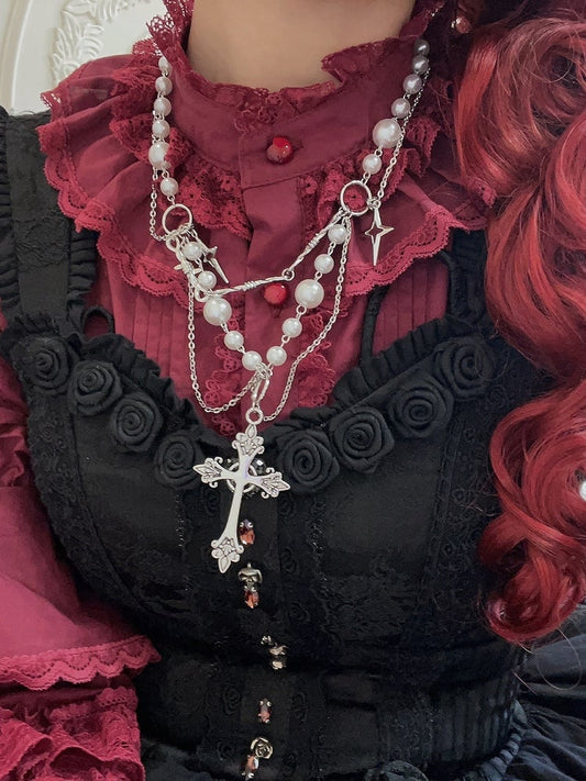 Bead Details Y2K Punk Cross Necklace