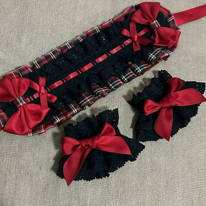 Black&Red Bowknot Lace Wrist Cuffs