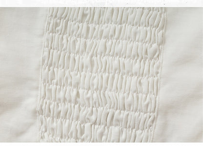 Baroque Bead Details Fringe Hem Black/White Crossover Design Strapless Top