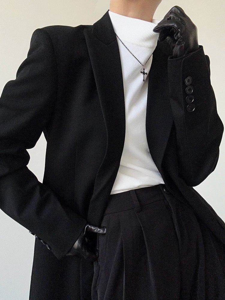 Ouji Lolita White Unisex Slim Fit Long-Sleeve Sweater with Turtle Neck