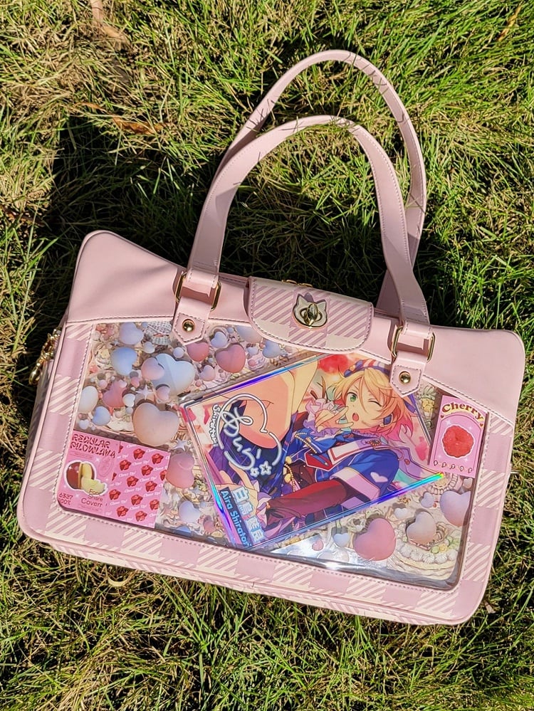 Plaid Pattern Large Capacity Pink Ita Tote Bag