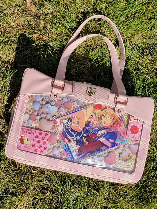 Plaid Pattern Large Capacity Pink Ita Tote Bag