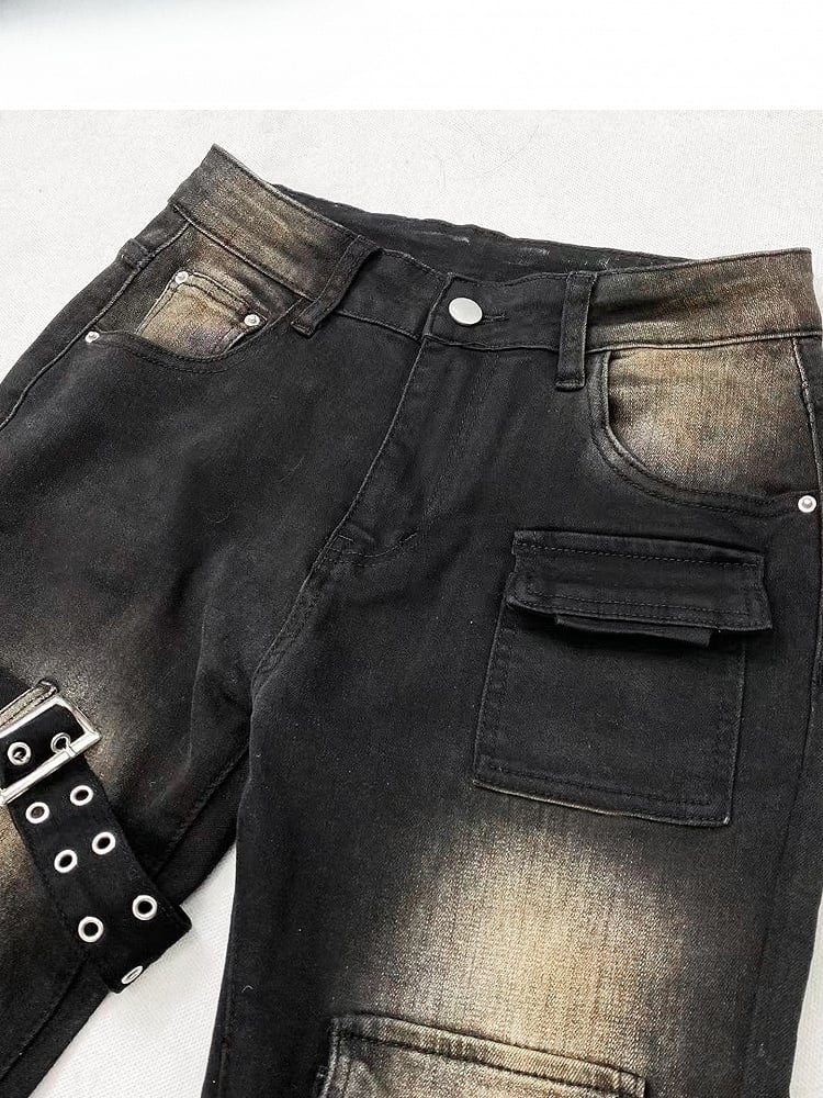 Black Bittersweet Distressed Design Flare Silhouette Jeans