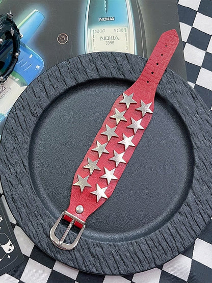 Black/Red/Pink Punk Rock Star Details Bracelet