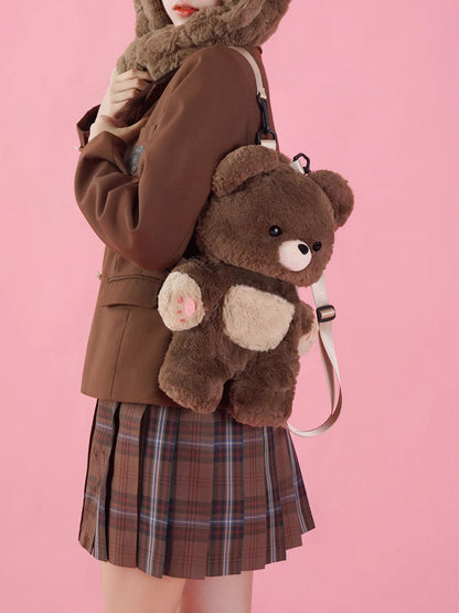 Chocolate Brown 35cm/50cm Plush Bear Backpack Detachable Shoulder Straps