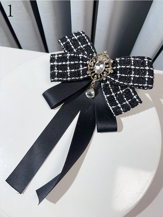 4 Options Rhinestone Decorated Houndstooth Pattern Bow Tie