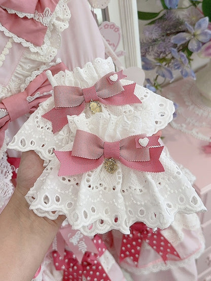 White&Pink Heart And Bowknot Decorated Wrist Cuffs