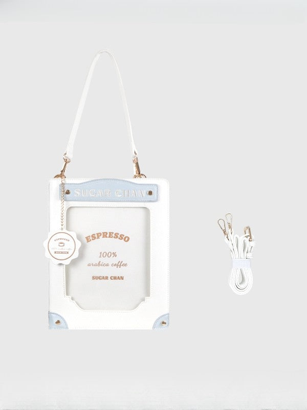 White&Blue Letter Decorated Ita Bag