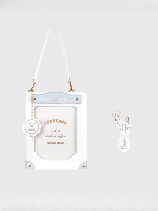 White&Blue Letter Decorated Ita Bag