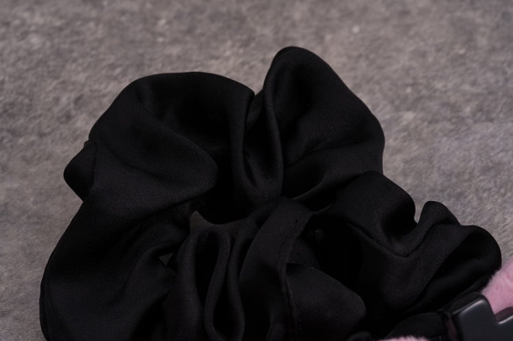 Pink Angel Wings Handmade Black Cross Scrunchie