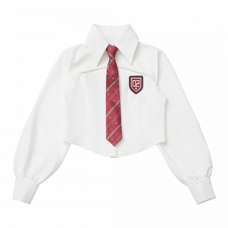 White Regular/Cutout Cropped Shirt with Numeric Logo