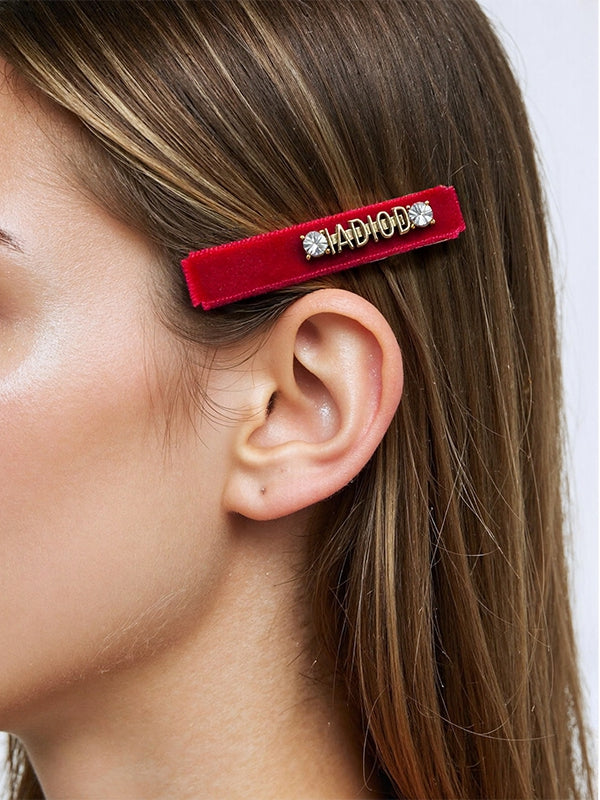 3 Color Rhinestone And Letter Decorated Hairclips Set