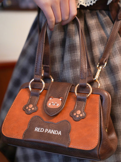Brown Red Panda Design PU Shoulder/Crossbody Bag