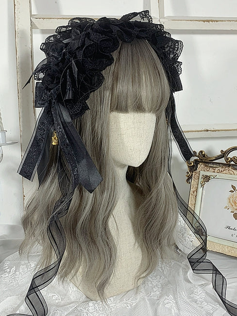 Floral Design Gothic Black Elegant Hairband