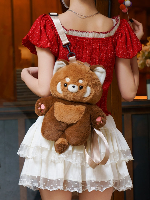 Brown 35cm/50cm Plush Red Panda Backpack Detachable Shoulder Straps