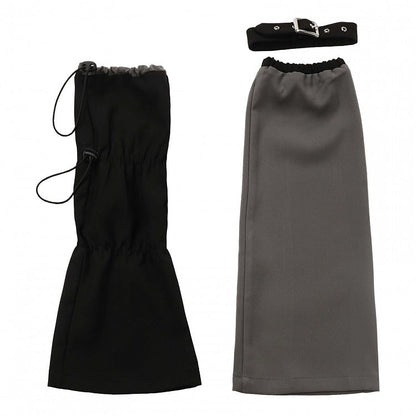 Black and Gray Asymmetric Leg Warmers