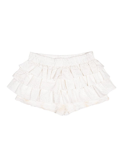 Gyaru Fashion Beige Punk Leopard Print Skort with Ruffle Layers & Elastic Waist